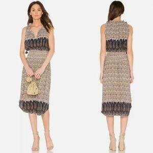 MISA Los Angeles Maddie Midi Dress French Floral Paisley Boho Multi Size Small